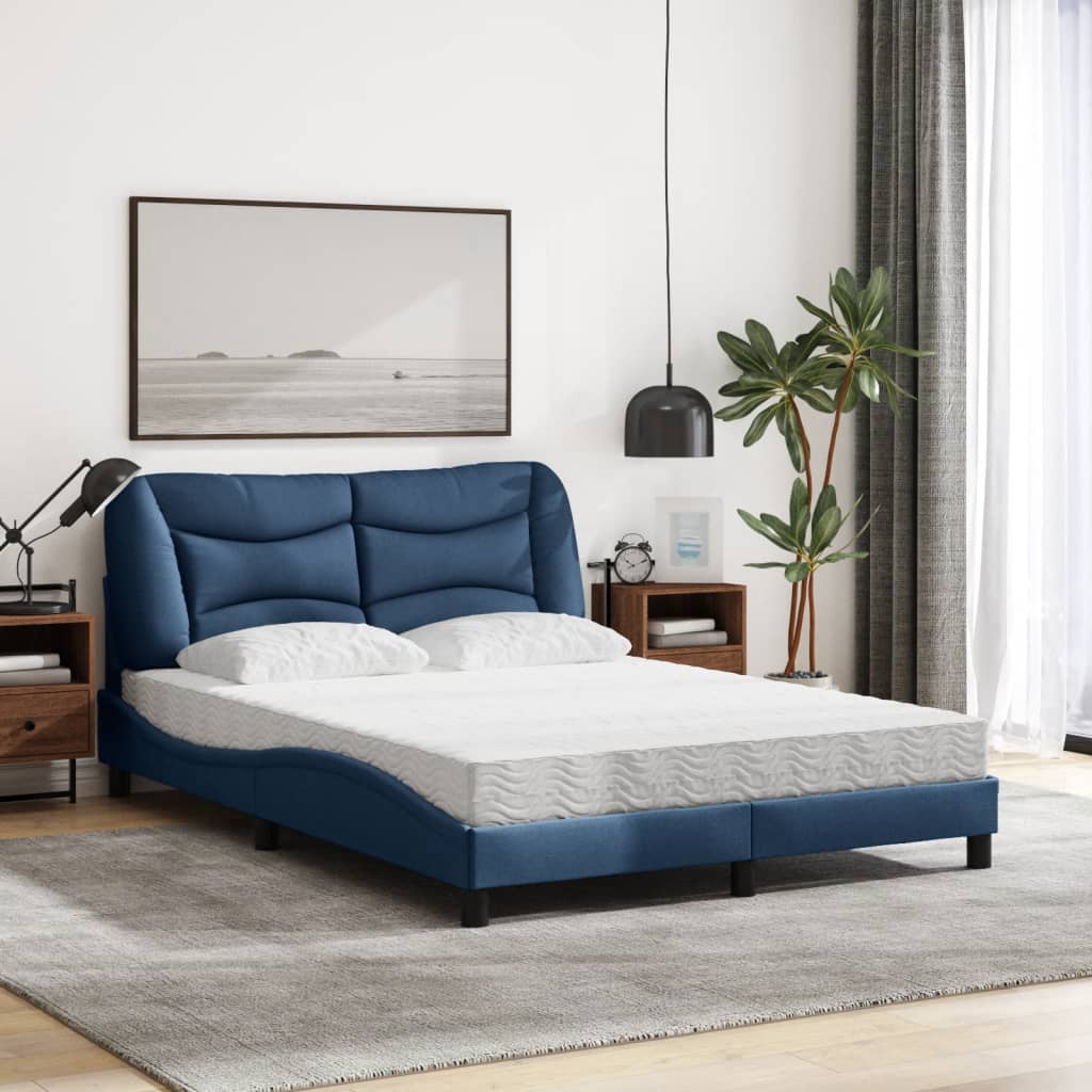 Bed met matras stof blauw 120x200 cm