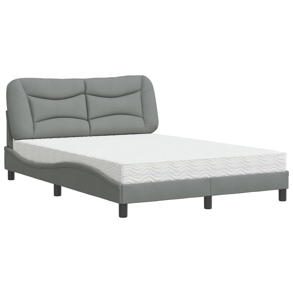 Bed met matras stof lichtgrijs 140x190 cm Bedden & bedframes | Creëer jouw Trendy Thuis | Gratis bezorgd & Retour | Trendy.nl