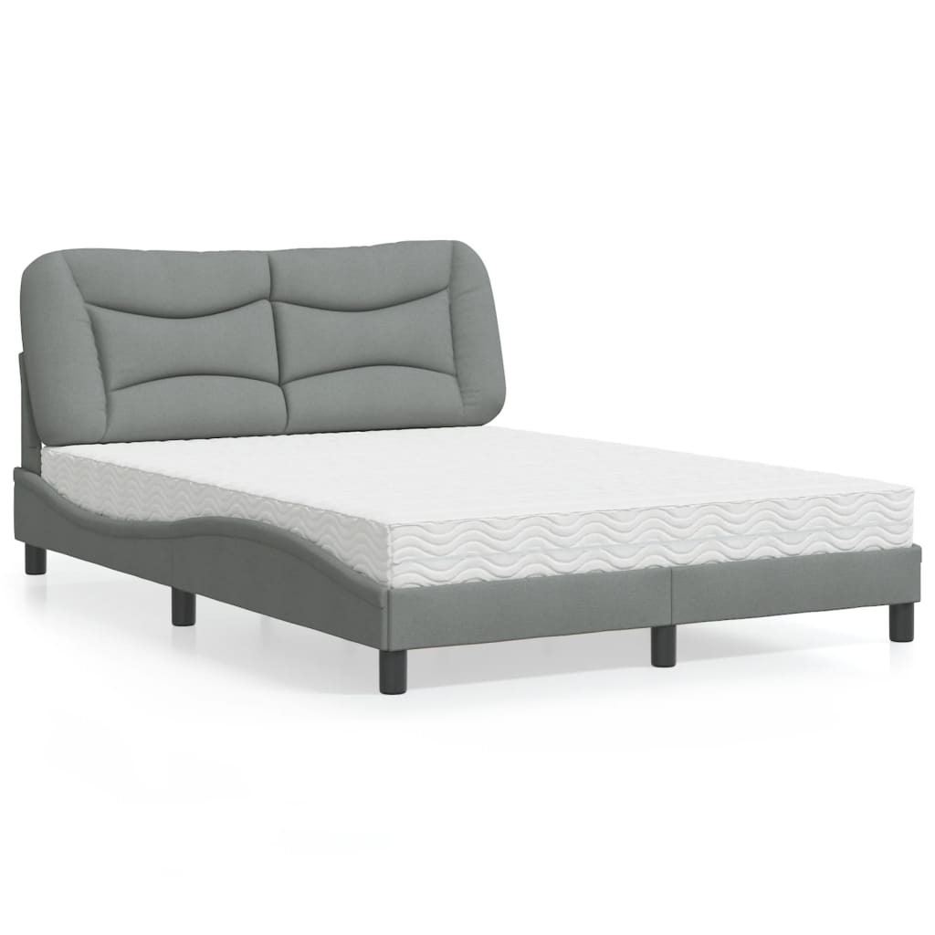 Bed met matras stof lichtgrijs 140x190 cm Bedden & bedframes | Creëer jouw Trendy Thuis | Gratis bezorgd & Retour | Trendy.nl