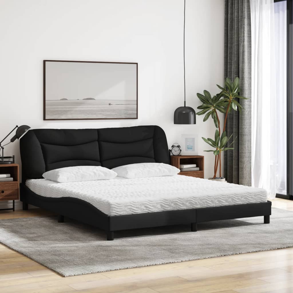 Bed met matras stof zwart 180x200 cm Bedden & bedframes | Creëer jouw Trendy Thuis | Gratis bezorgd & Retour | Trendy.nl