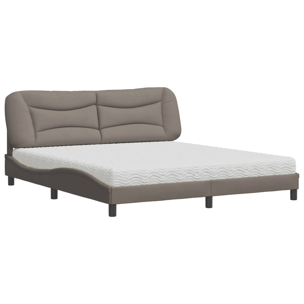 Bed met matras stof taupe 180x200 cm