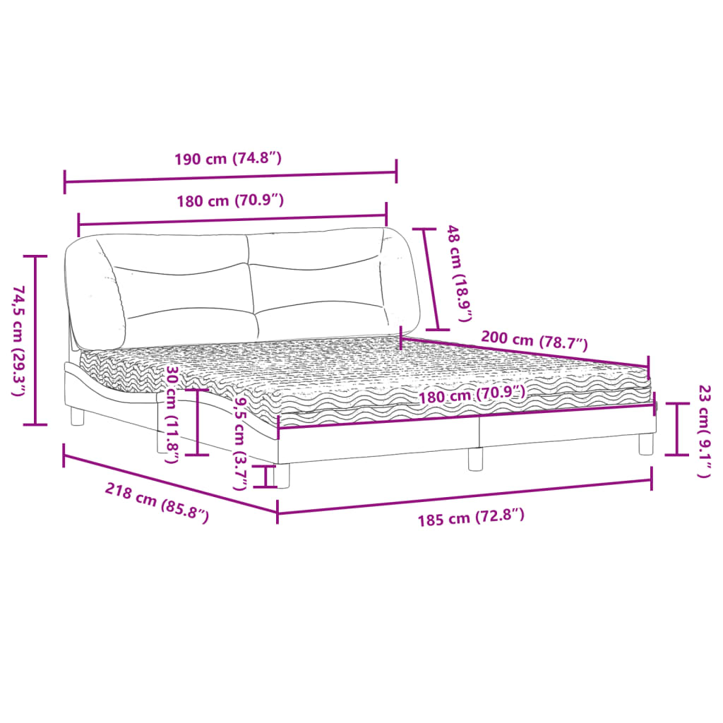 Bed met matras stof taupe 180x200 cm