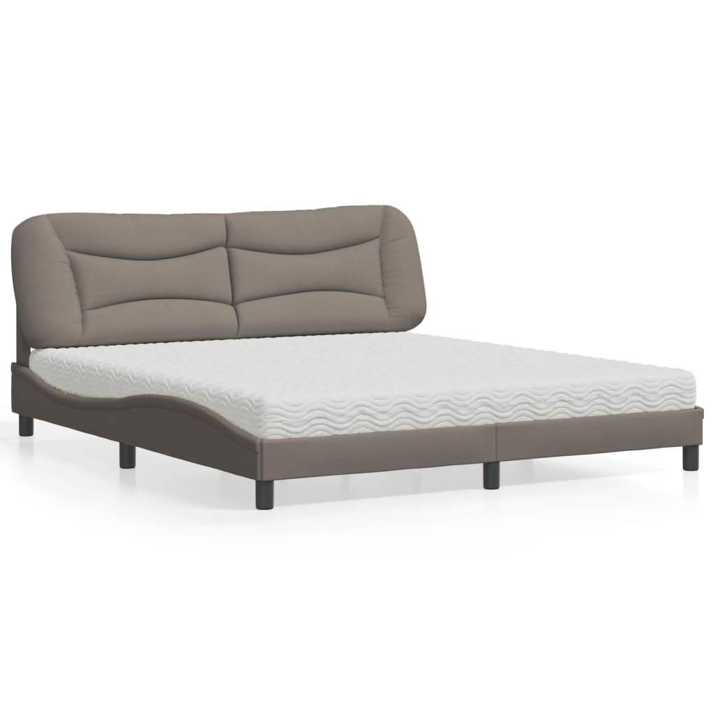 Bed met matras stof taupe 180x200 cm