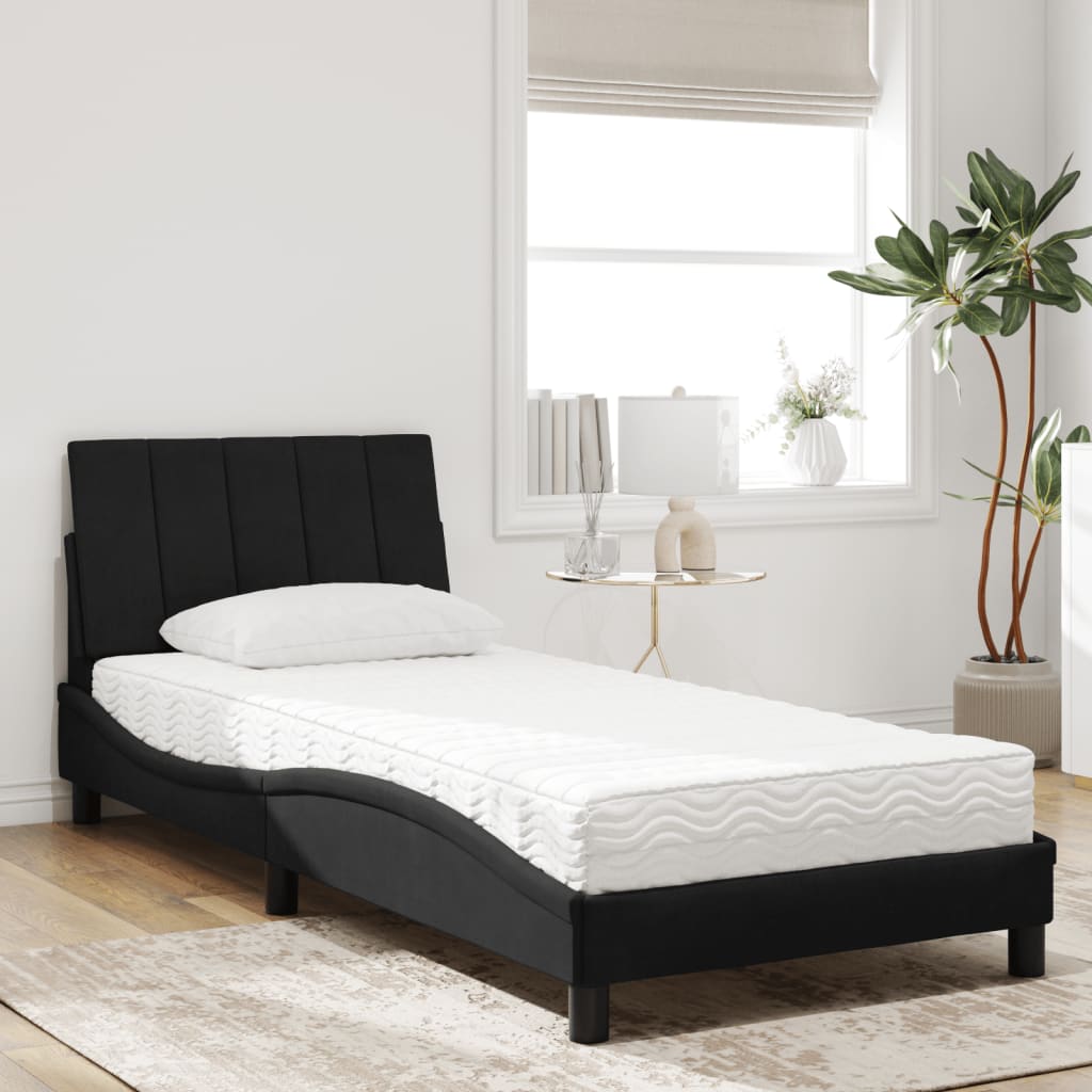 Bed met matras fluweel zwart 90x190 cm