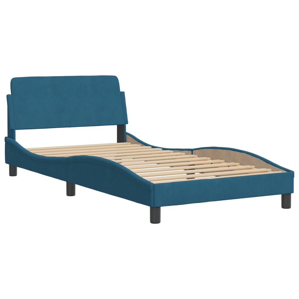 Bed met matras fluweel blauw 100x200 cm