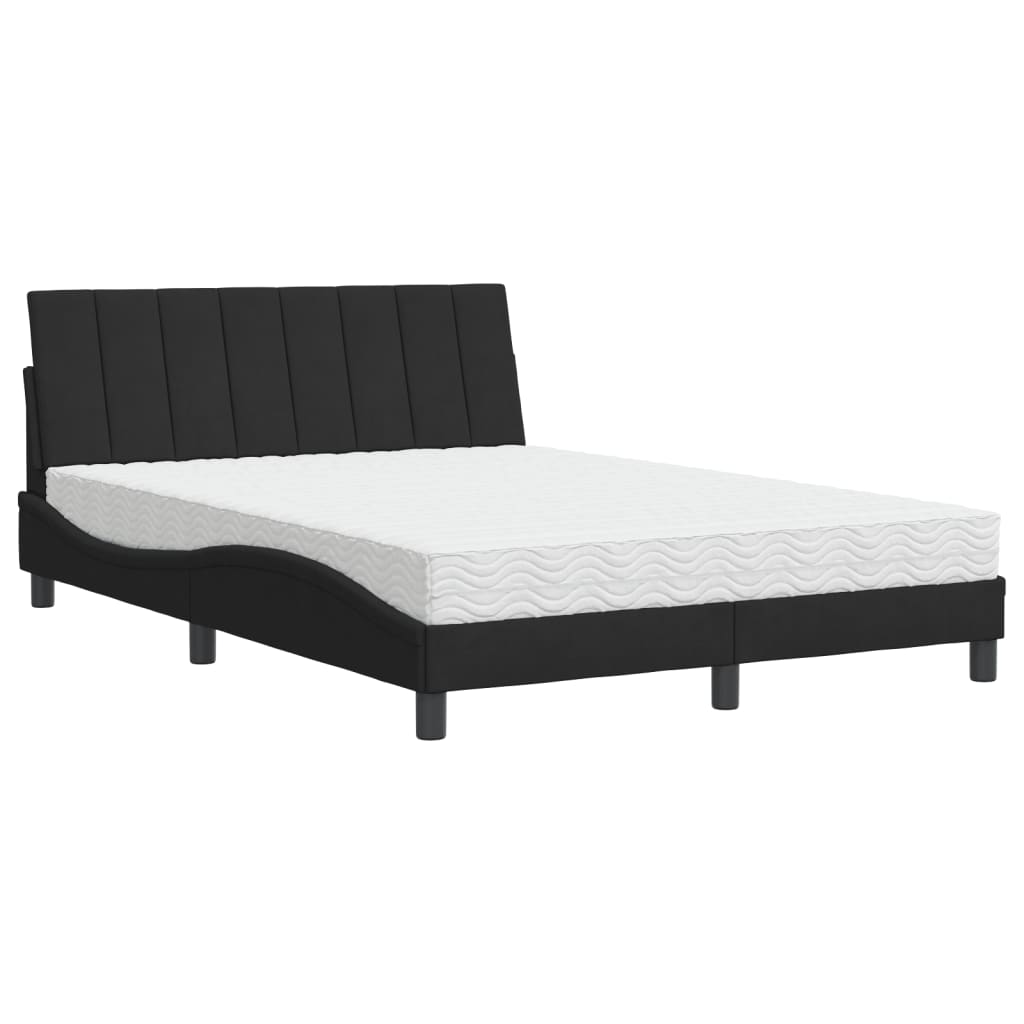 Bed met matras fluweel zwart 140x190 cm