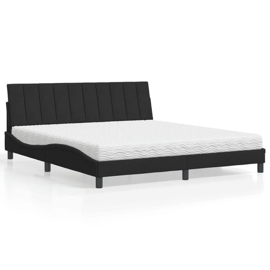 Bed met matras fluweel zwart 180x200 cm