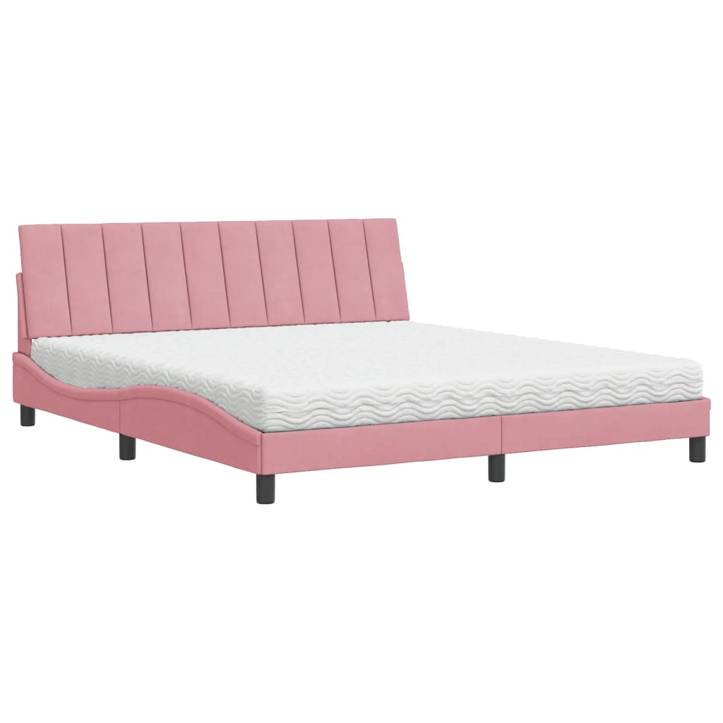 Bed met matras fluweel roze 180x200 cm