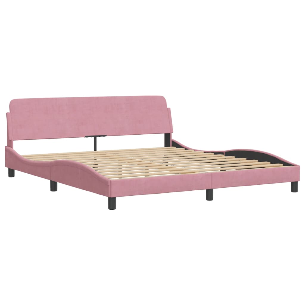 Bed met matras fluweel roze 180x200 cm