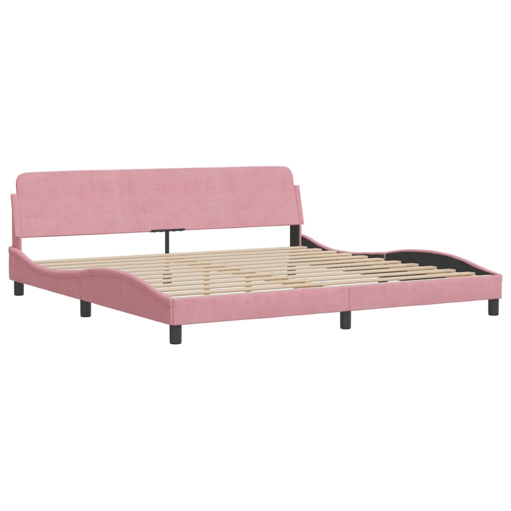 Bed met matras fluweel roze 200x200 cm