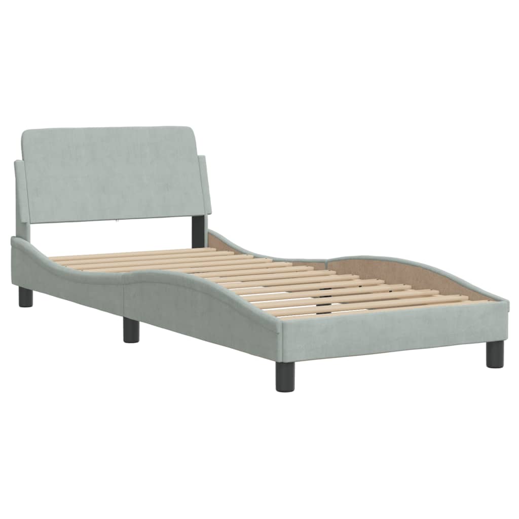 Bed met matras fluweel lichtgrijs 90x190 cm Bedden & bedframes | Creëer jouw Trendy Thuis | Gratis bezorgd & Retour | Trendy.nl