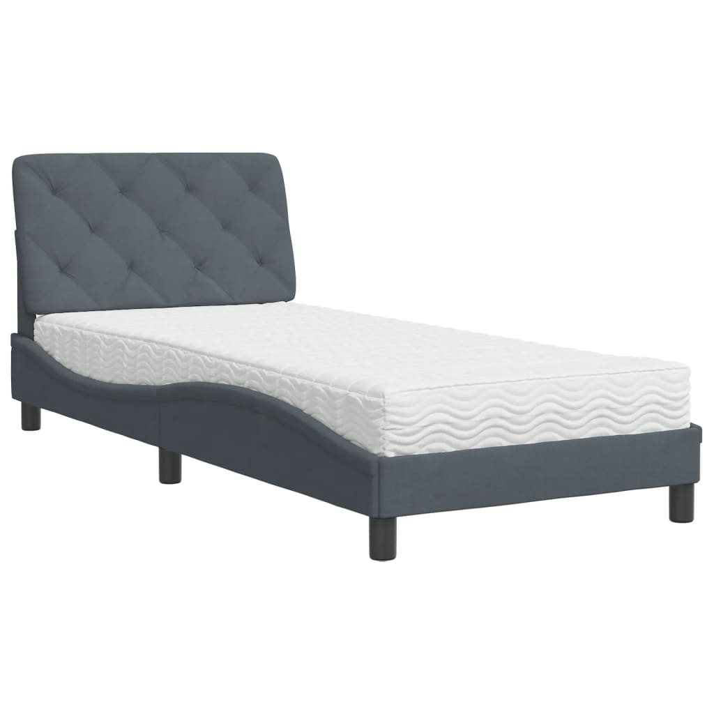 Bed met matras fluweel donkergrijs 90x190 cm Bedden & bedframes | Creëer jouw Trendy Thuis | Gratis bezorgd & Retour | Trendy.nl