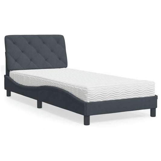 Bed met matras fluweel donkergrijs 90x190 cm Bedden & bedframes | Creëer jouw Trendy Thuis | Gratis bezorgd & Retour | Trendy.nl