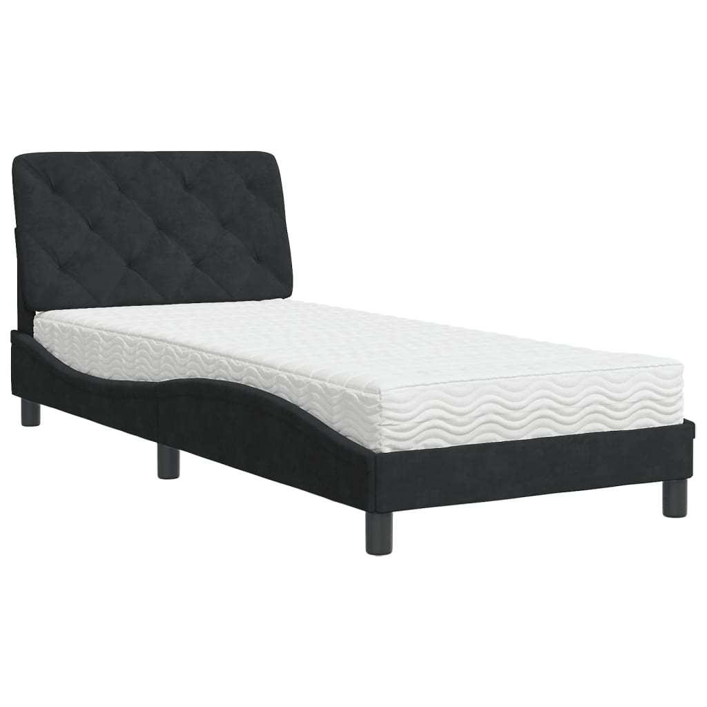 Bed met matras fluweel zwart 90x190 cm Bedden & bedframes | Creëer jouw Trendy Thuis | Gratis bezorgd & Retour | Trendy.nl