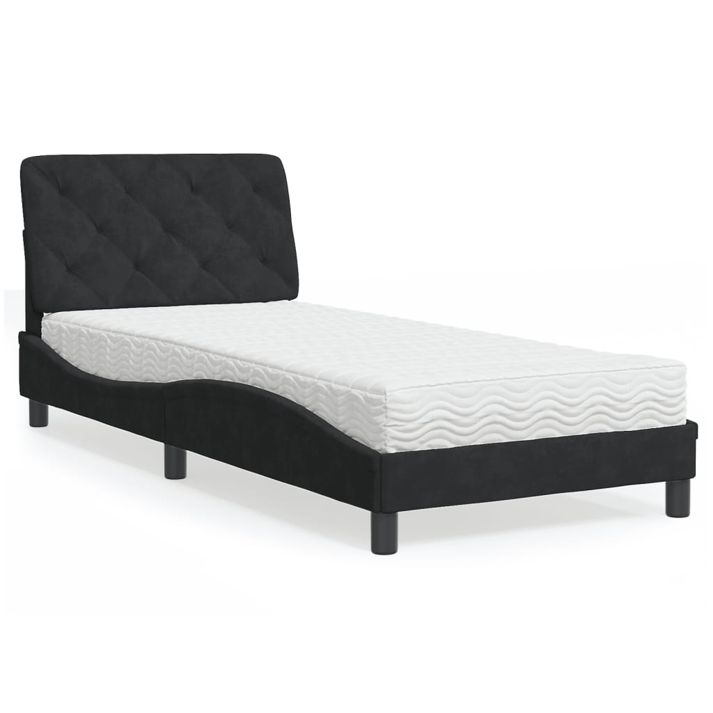 Bed met matras fluweel zwart 90x190 cm Bedden & bedframes | Creëer jouw Trendy Thuis | Gratis bezorgd & Retour | Trendy.nl