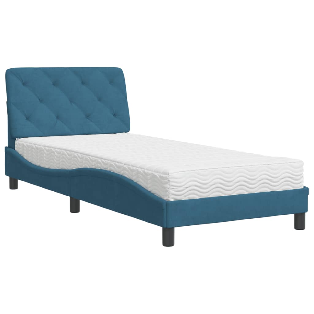 Bed met matras fluweel blauw 90x190 cm Bedden & bedframes | Creëer jouw Trendy Thuis | Gratis bezorgd & Retour | Trendy.nl