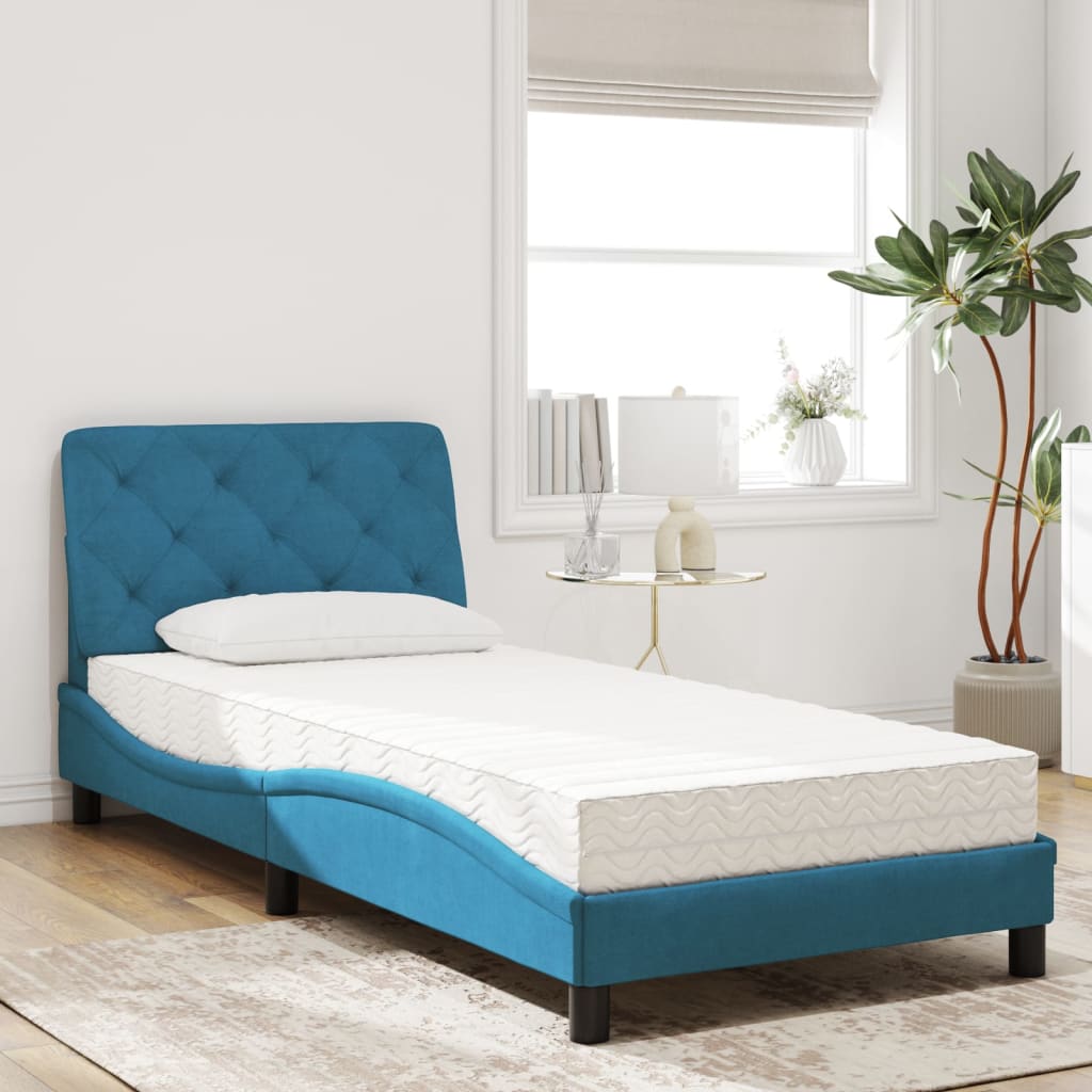 Bed met matras fluweel blauw 90x190 cm Bedden & bedframes | Creëer jouw Trendy Thuis | Gratis bezorgd & Retour | Trendy.nl