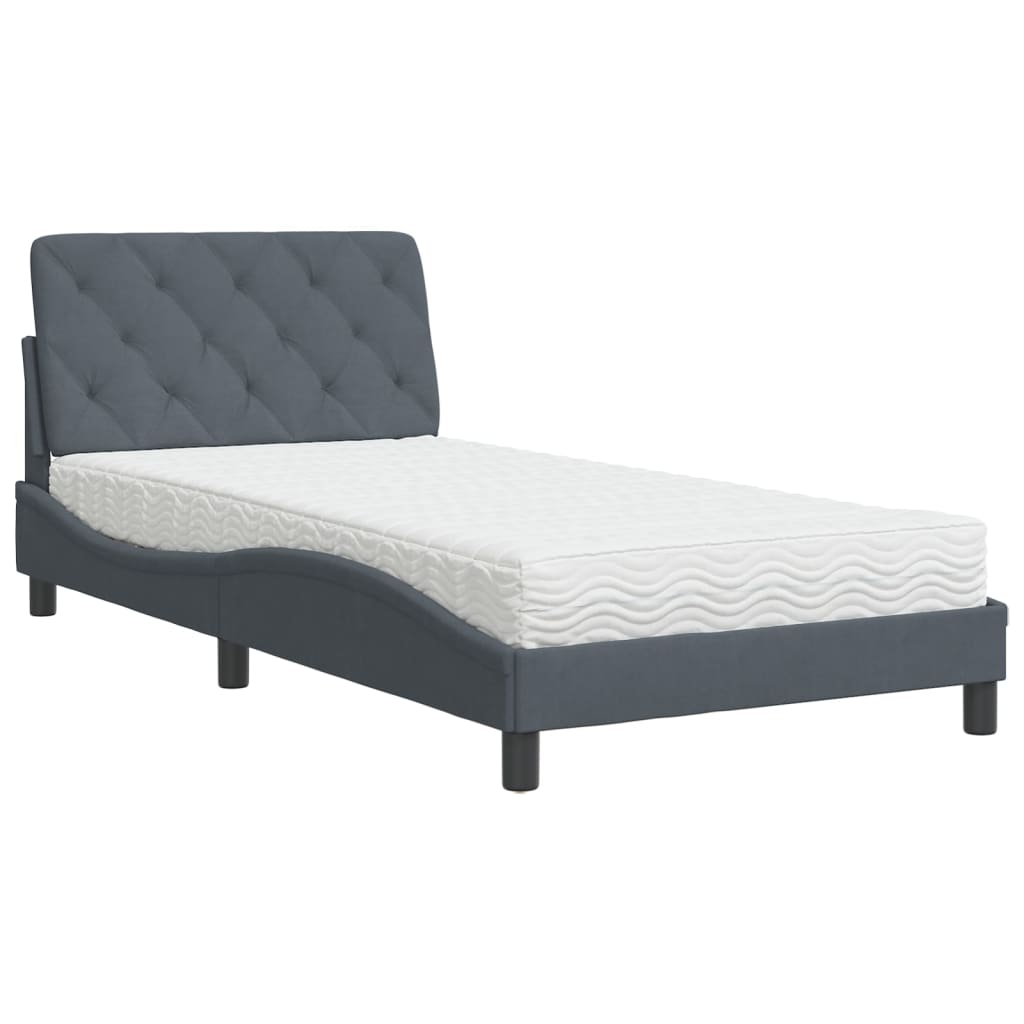 Bed met matras fluweel donkergrijs 100x200 cm Bedden & bedframes | Creëer jouw Trendy Thuis | Gratis bezorgd & Retour | Trendy.nl