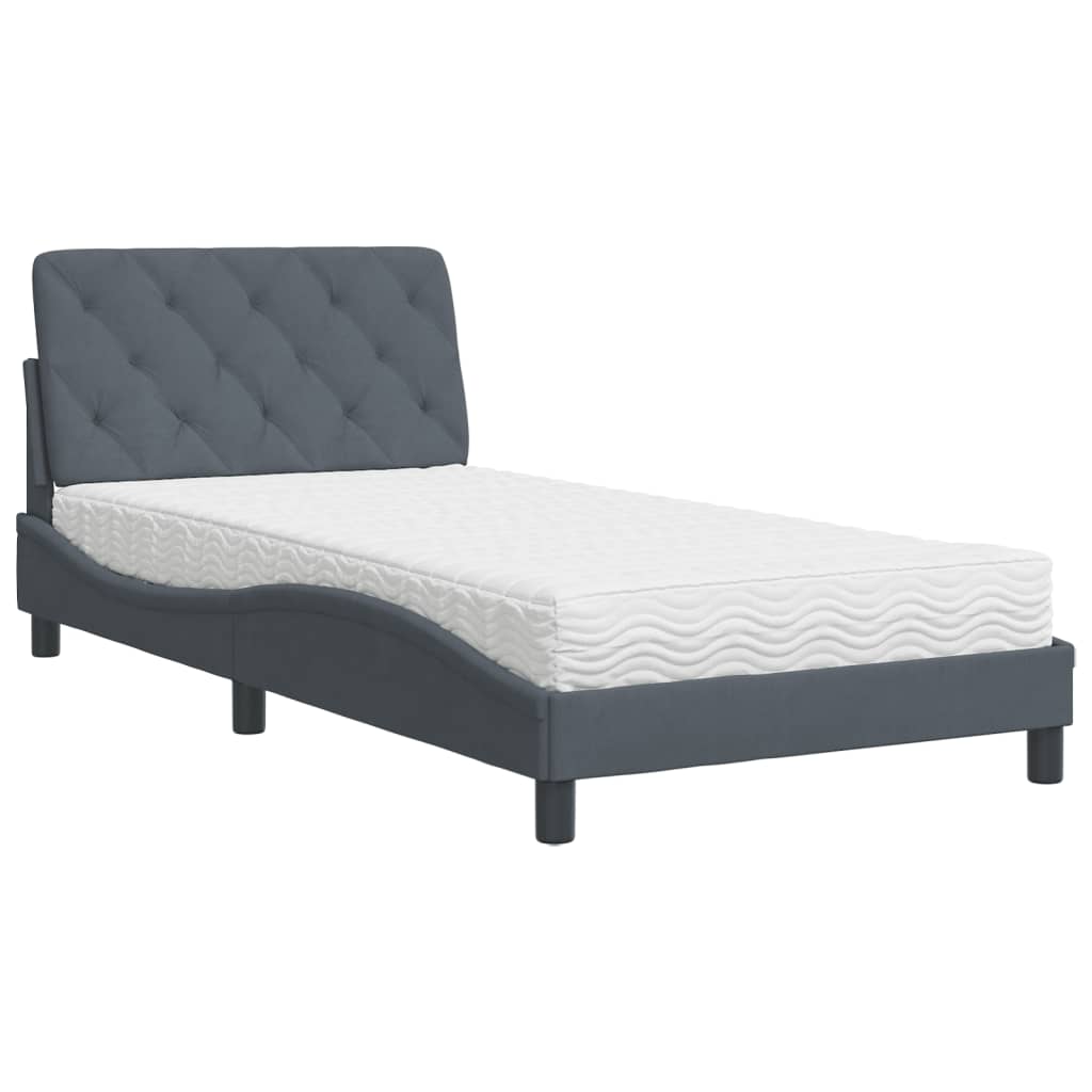 Bed met matras fluweel donkergrijs 100x200 cm Bedden & bedframes | Creëer jouw Trendy Thuis | Gratis bezorgd & Retour | Trendy.nl