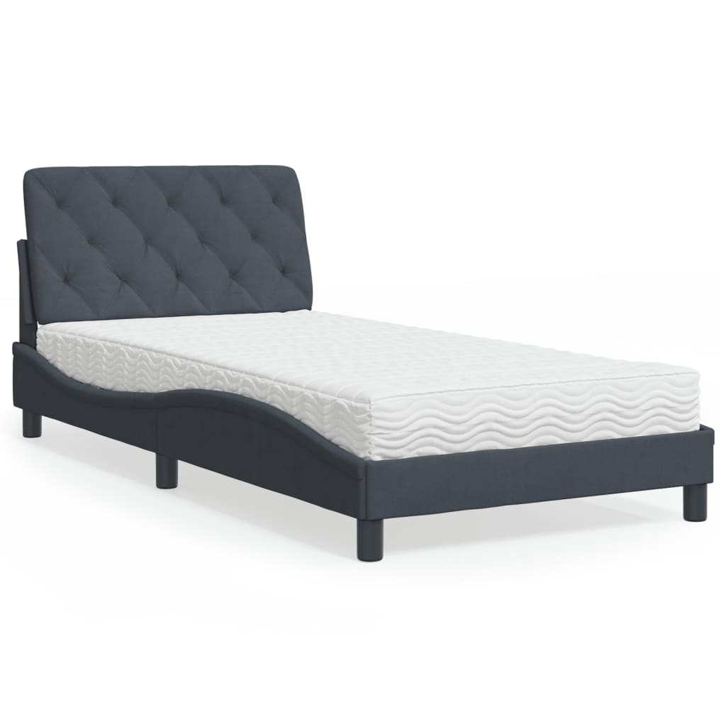 Bed met matras fluweel donkergrijs 100x200 cm Bedden & bedframes | Creëer jouw Trendy Thuis | Gratis bezorgd & Retour | Trendy.nl