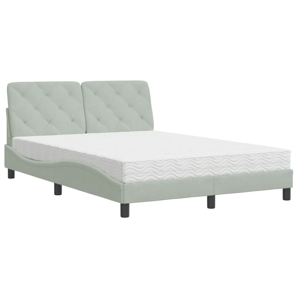 Bed met matras fluweel lichtgrijs 140x190 cm Bedden & bedframes | Creëer jouw Trendy Thuis | Gratis bezorgd & Retour | Trendy.nl