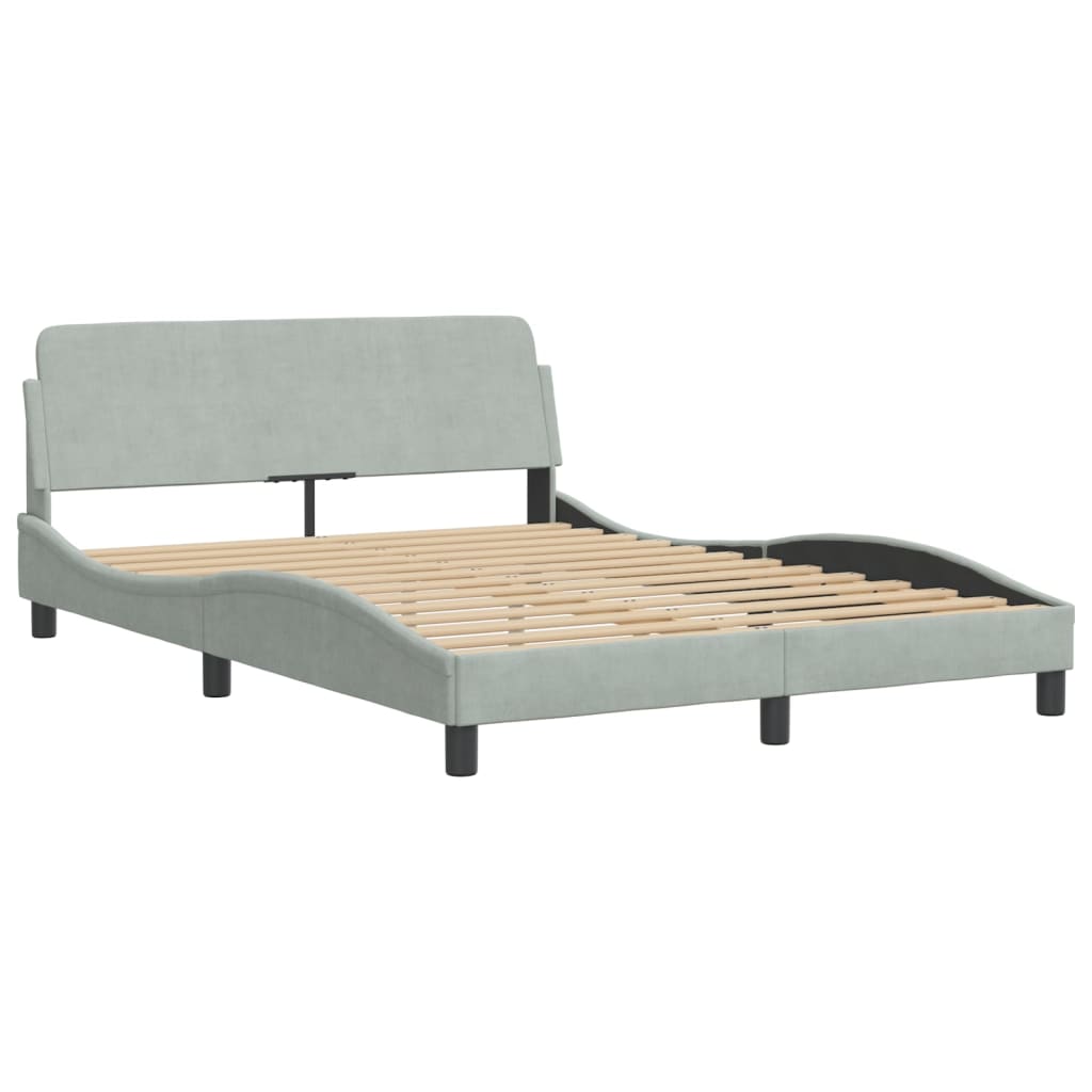 Bed met matras fluweel lichtgrijs 140x190 cm Bedden & bedframes | Creëer jouw Trendy Thuis | Gratis bezorgd & Retour | Trendy.nl