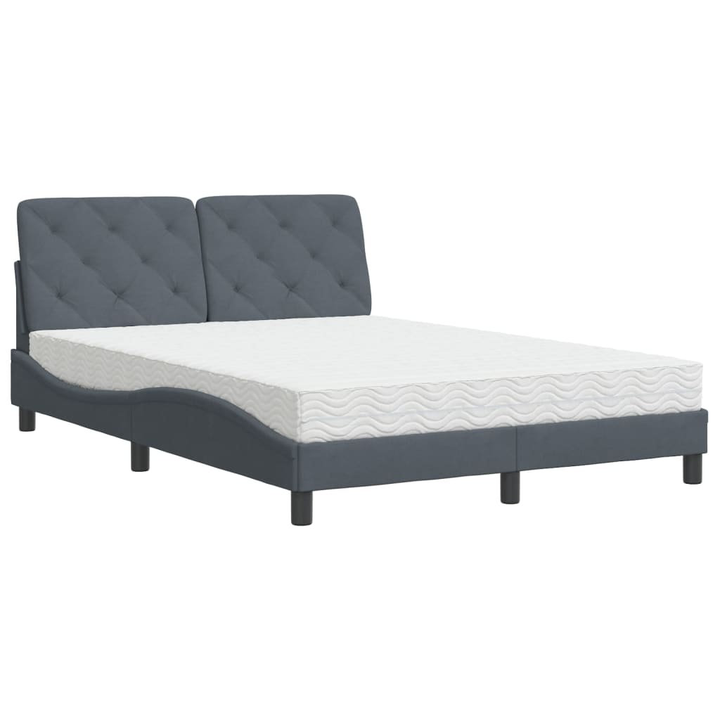 Bed met matras fluweel donkergrijs 140x190 cm Bedden & bedframes | Creëer jouw Trendy Thuis | Gratis bezorgd & Retour | Trendy.nl