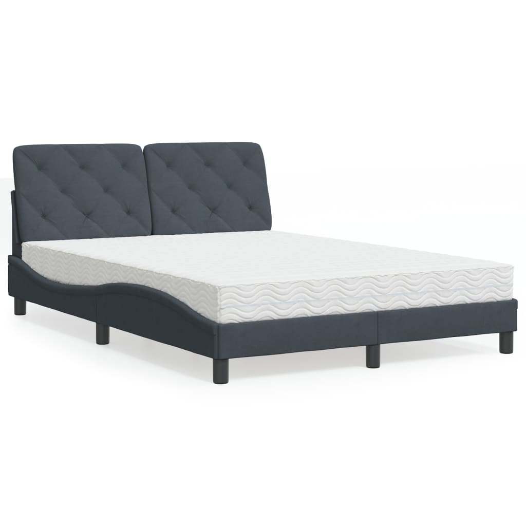 Bed met matras fluweel donkergrijs 140x190 cm Bedden & bedframes | Creëer jouw Trendy Thuis | Gratis bezorgd & Retour | Trendy.nl