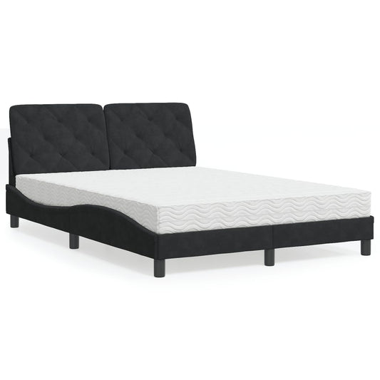 Bed met matras fluweel zwart 140x190 cm Bedden & bedframes | Creëer jouw Trendy Thuis | Gratis bezorgd & Retour | Trendy.nl