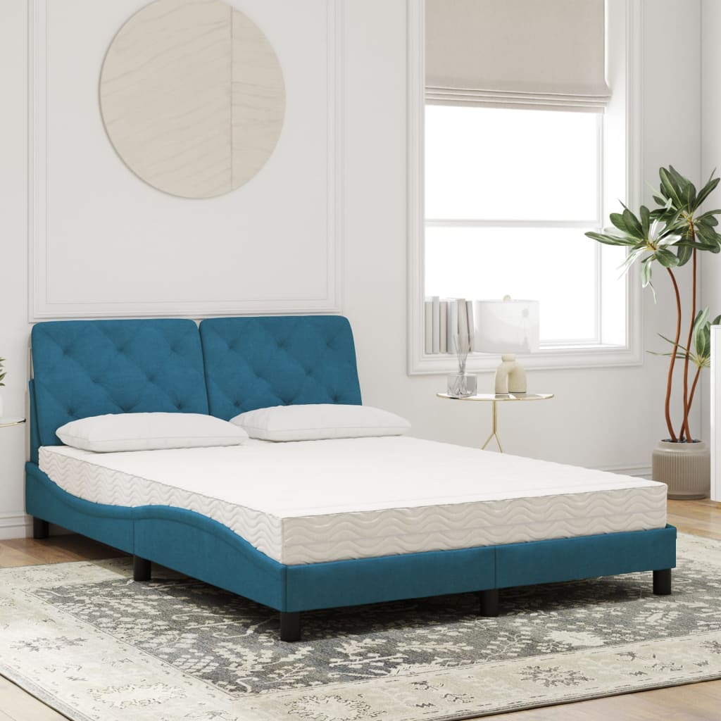 Bed met matras fluweel blauw 140x190 cm Bedden & bedframes | Creëer jouw Trendy Thuis | Gratis bezorgd & Retour | Trendy.nl