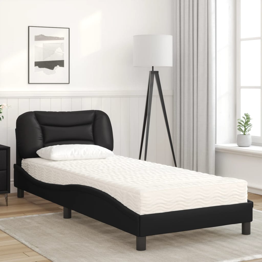 Bed met matras kunstleer zwart 90x190 cm Bedden & bedframes | Creëer jouw Trendy Thuis | Gratis bezorgd & Retour | Trendy.nl