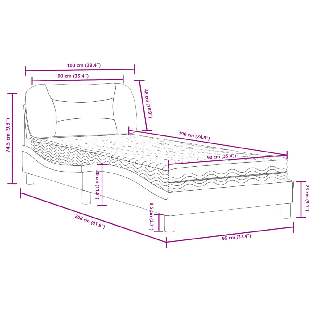 Bed met matras kunstleer zwart 90x190 cm Bedden & bedframes | Creëer jouw Trendy Thuis | Gratis bezorgd & Retour | Trendy.nl