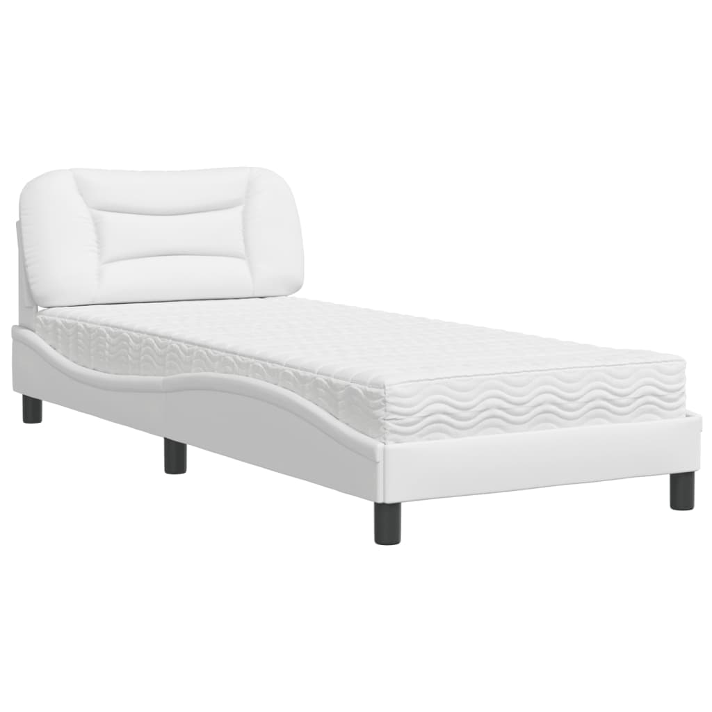 Bed met matras kunstleer wit 90x190 cm Bedden & bedframes | Creëer jouw Trendy Thuis | Gratis bezorgd & Retour | Trendy.nl