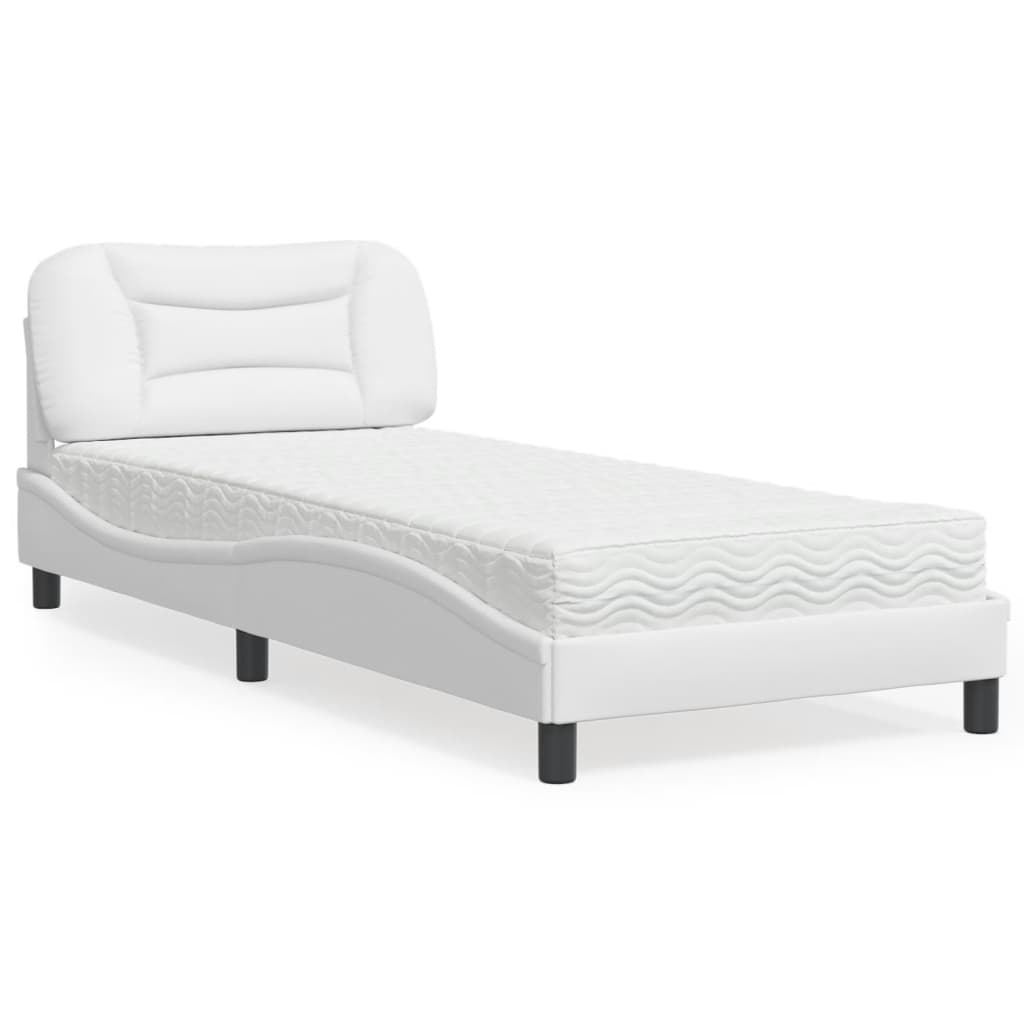 Bed met matras kunstleer wit 90x190 cm Bedden & bedframes | Creëer jouw Trendy Thuis | Gratis bezorgd & Retour | Trendy.nl