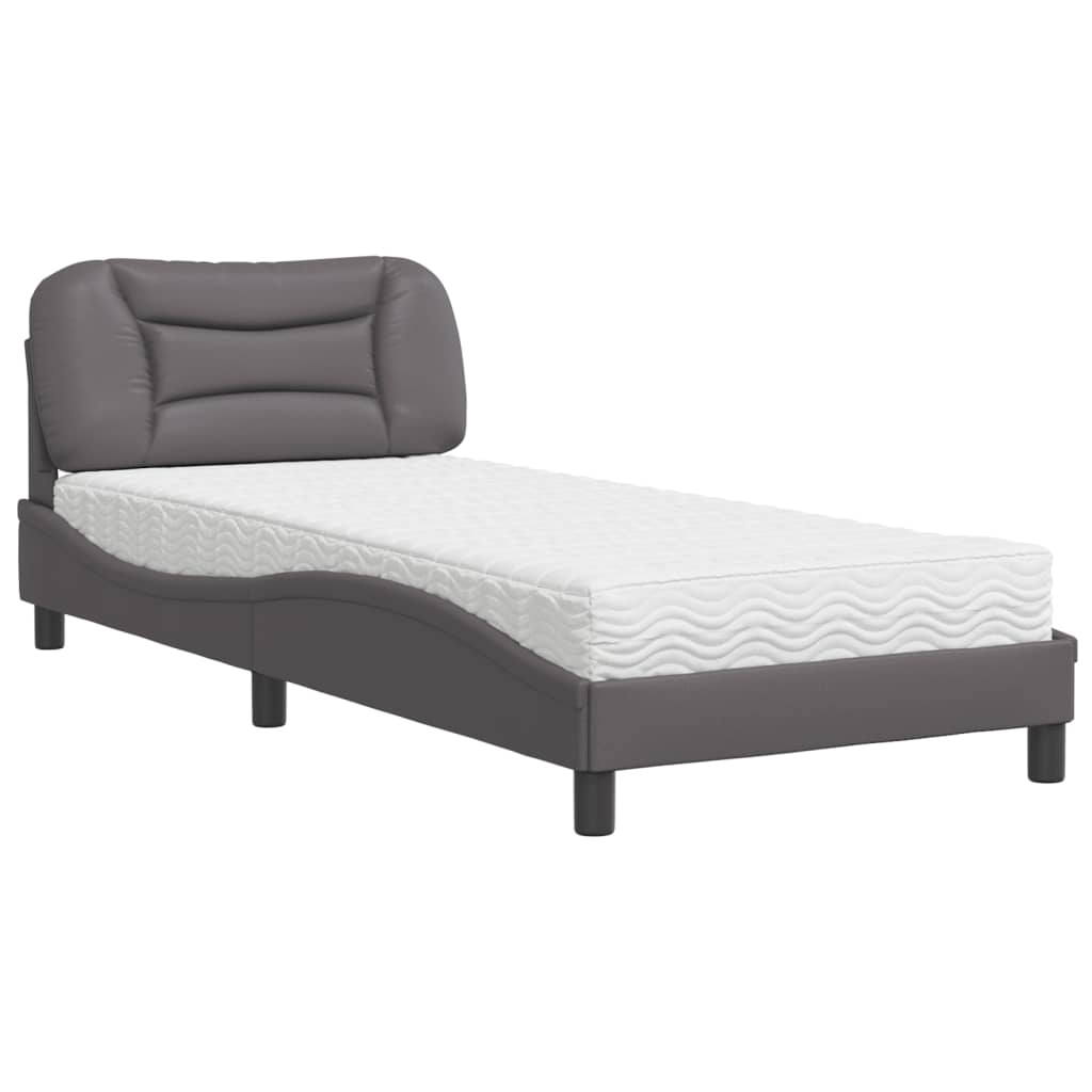 Bed met matras kunstleer grijs 90x190 cm Bedden & bedframes | Creëer jouw Trendy Thuis | Gratis bezorgd & Retour | Trendy.nl