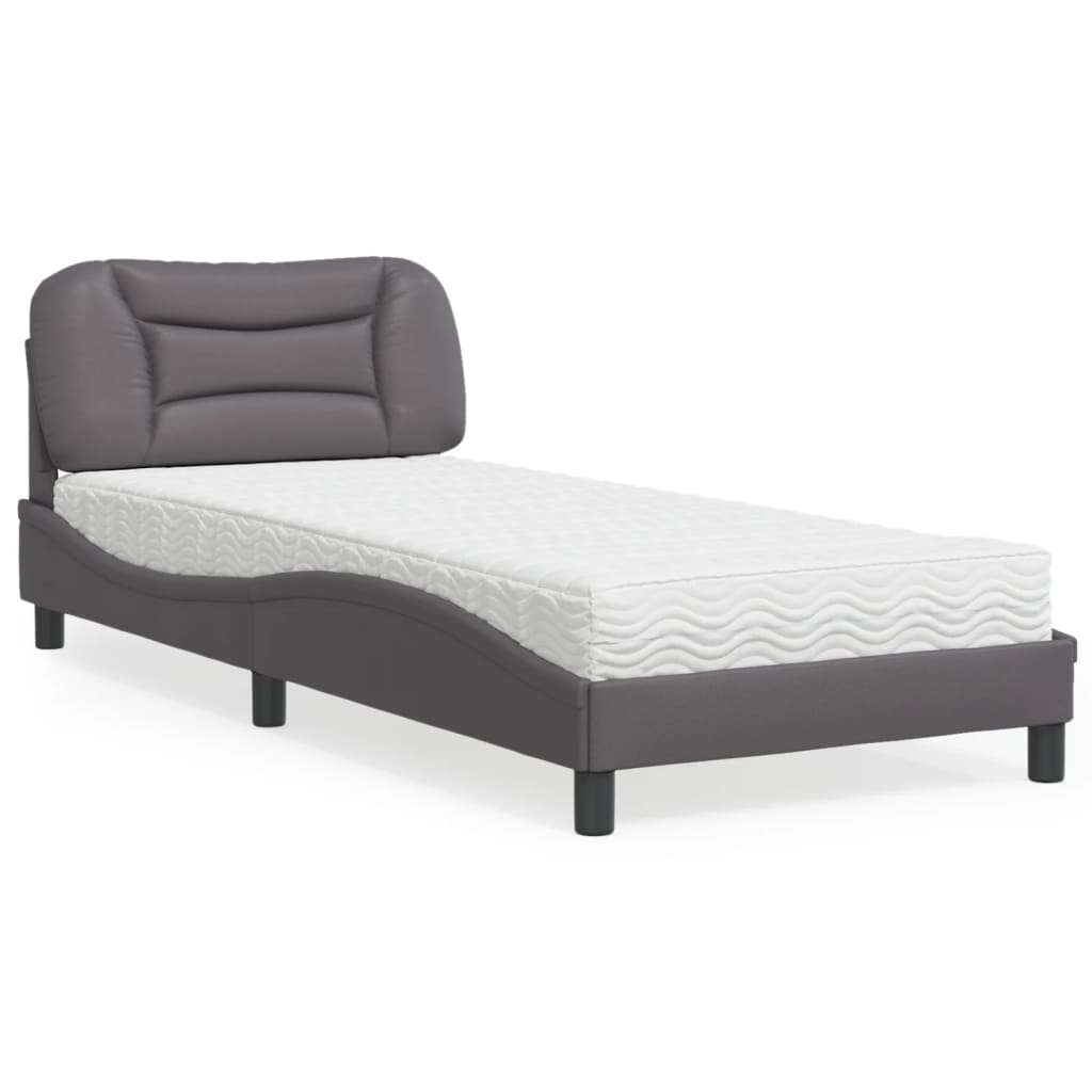 Bed met matras kunstleer grijs 90x190 cm Bedden & bedframes | Creëer jouw Trendy Thuis | Gratis bezorgd & Retour | Trendy.nl