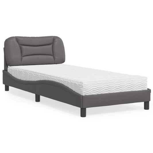 Bed met matras kunstleer grijs 90x190 cm Bedden & bedframes | Creëer jouw Trendy Thuis | Gratis bezorgd & Retour | Trendy.nl