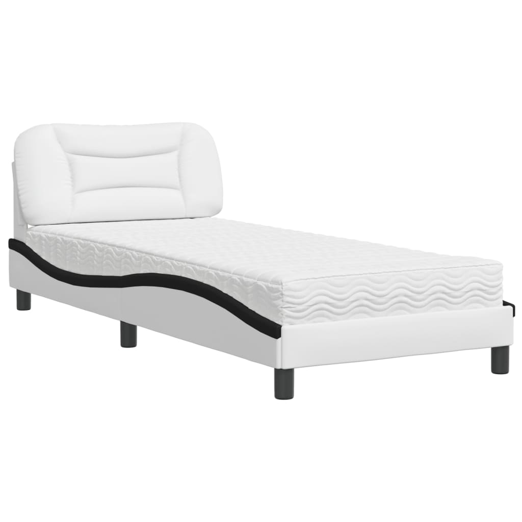 Bed met matras kunstleer wit en zwart 90x190 cm Bedden & bedframes | Creëer jouw Trendy Thuis | Gratis bezorgd & Retour | Trendy.nl