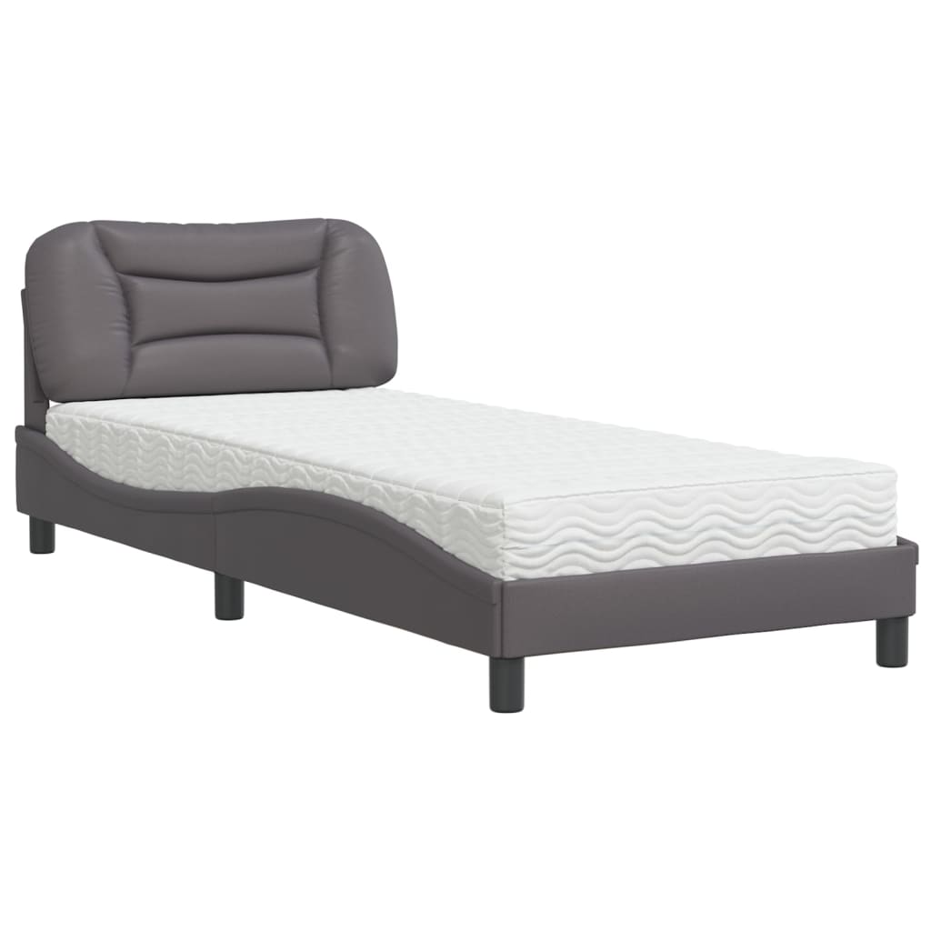 Bed met matras kunstleer grijs 90x200 cm Bedden & bedframes | Creëer jouw Trendy Thuis | Gratis bezorgd & Retour | Trendy.nl