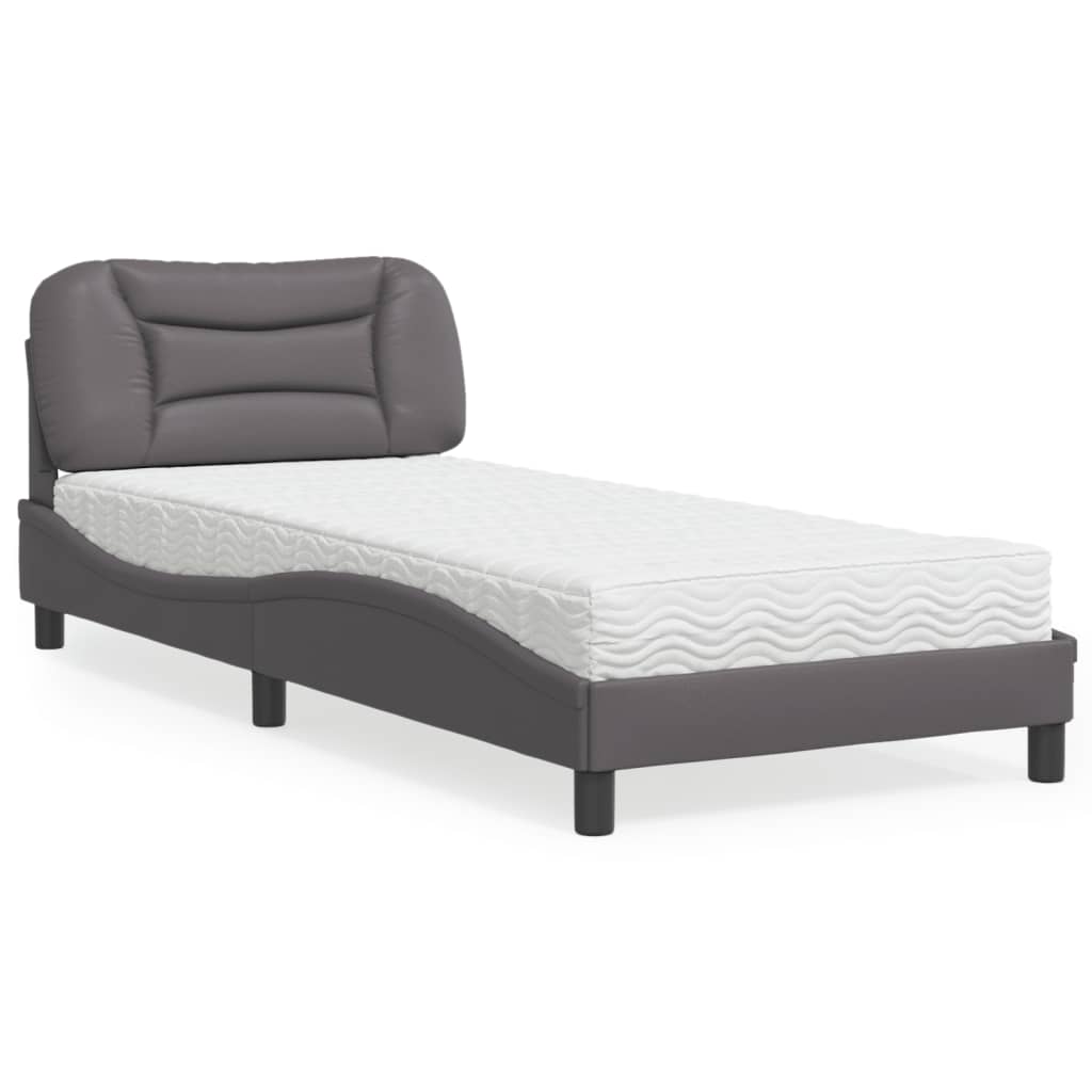 Bed met matras kunstleer grijs 90x200 cm Bedden & bedframes | Creëer jouw Trendy Thuis | Gratis bezorgd & Retour | Trendy.nl