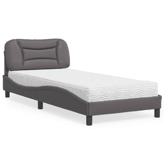 Bed met matras kunstleer grijs 90x200 cm Bedden & bedframes | Creëer jouw Trendy Thuis | Gratis bezorgd & Retour | Trendy.nl