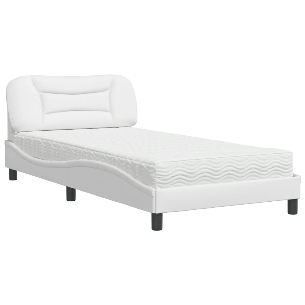 Bed met matras kunstleer wit 100x200 cm Bedden & bedframes | Creëer jouw Trendy Thuis | Gratis bezorgd & Retour | Trendy.nl