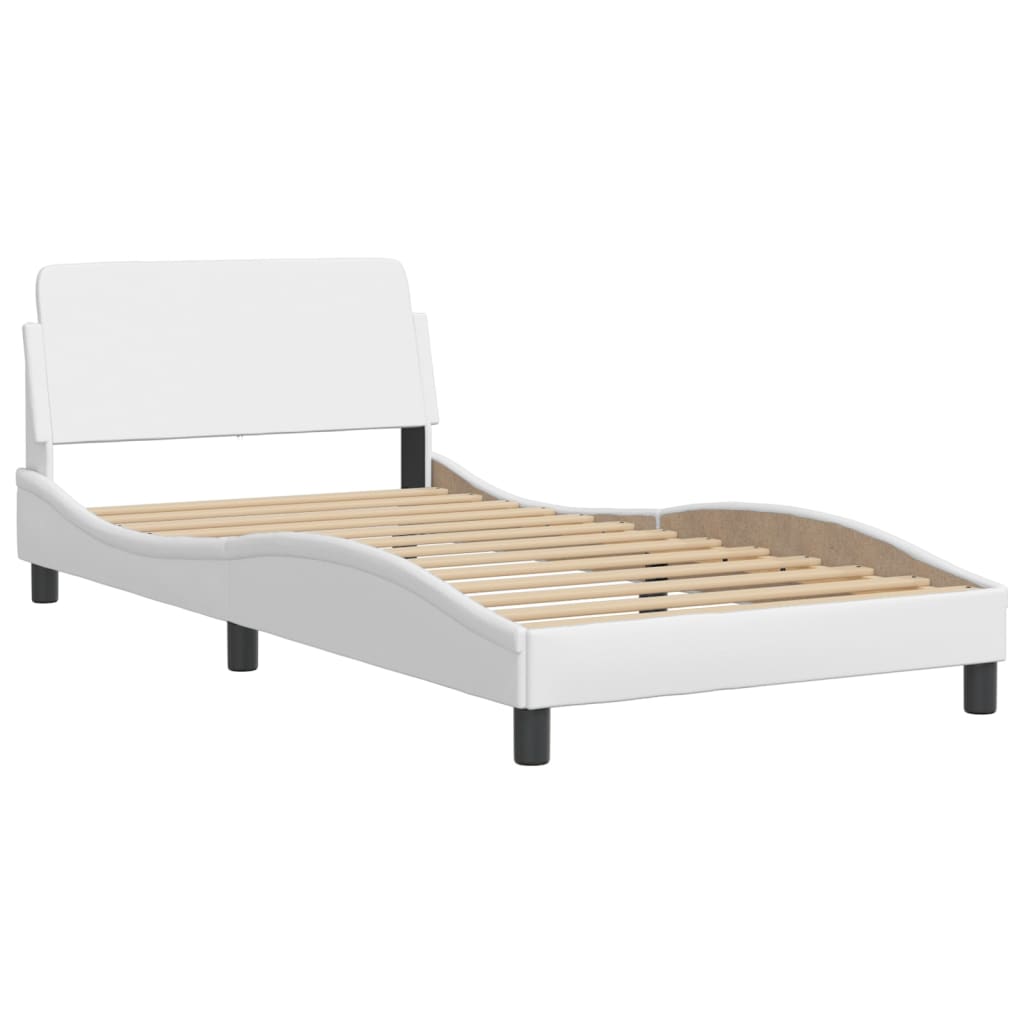 Bed met matras kunstleer wit 100x200 cm Bedden & bedframes | Creëer jouw Trendy Thuis | Gratis bezorgd & Retour | Trendy.nl