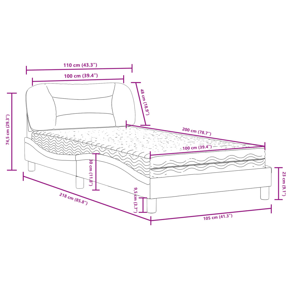 Bed met matras kunstleer wit 100x200 cm Bedden & bedframes | Creëer jouw Trendy Thuis | Gratis bezorgd & Retour | Trendy.nl