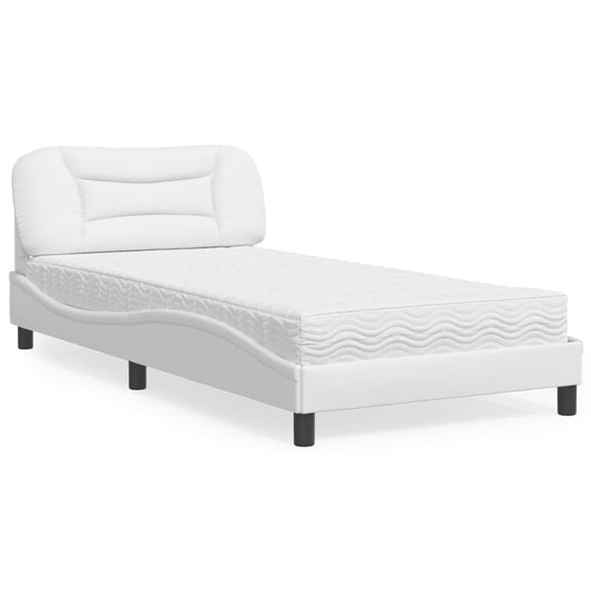 Bed met matras kunstleer wit 100x200 cm Bedden & bedframes | Creëer jouw Trendy Thuis | Gratis bezorgd & Retour | Trendy.nl