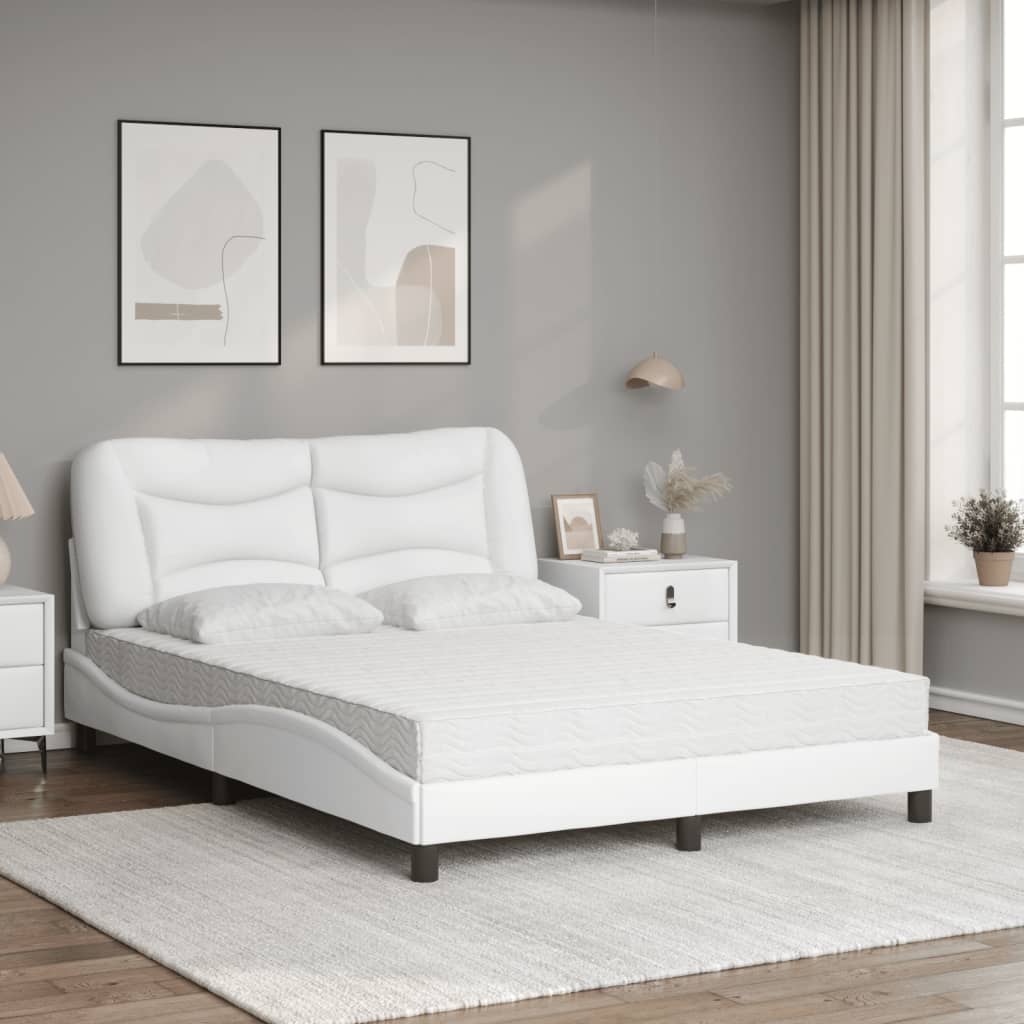 Bed met matras kunstleer wit 120x200 cm