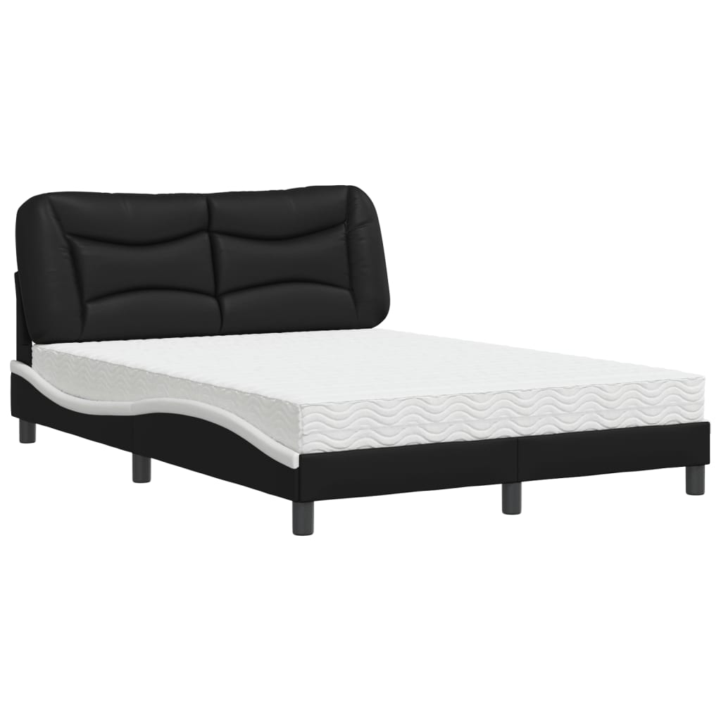 Bed met matras kunstleer zwart en wit 120x200 cm Bedden & bedframes | Creëer jouw Trendy Thuis | Gratis bezorgd & Retour | Trendy.nl