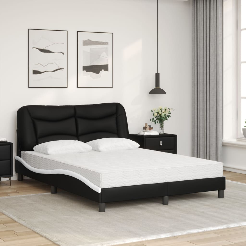 Bed met matras kunstleer zwart en wit 120x200 cm Bedden & bedframes | Creëer jouw Trendy Thuis | Gratis bezorgd & Retour | Trendy.nl