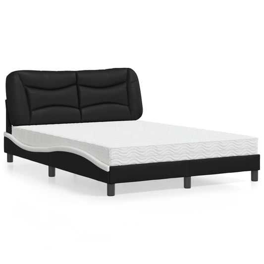 Bed met matras kunstleer zwart en wit 120x200 cm Bedden & bedframes | Creëer jouw Trendy Thuis | Gratis bezorgd & Retour | Trendy.nl