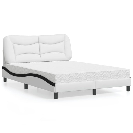 Bed met matras kunstleer zwart en wit 120x200 cm